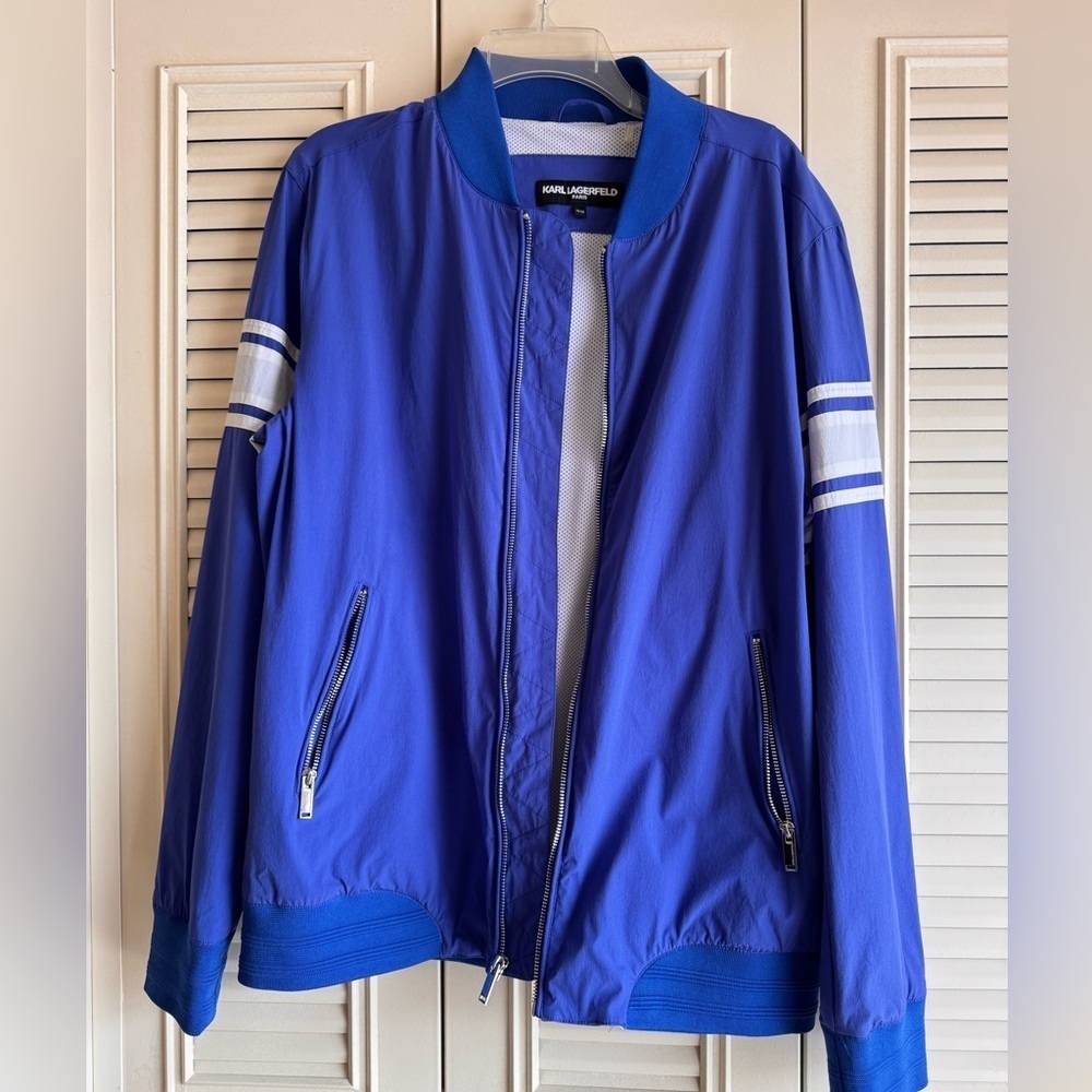 Karl Lagerfeld Men’s Blue and White Jacket